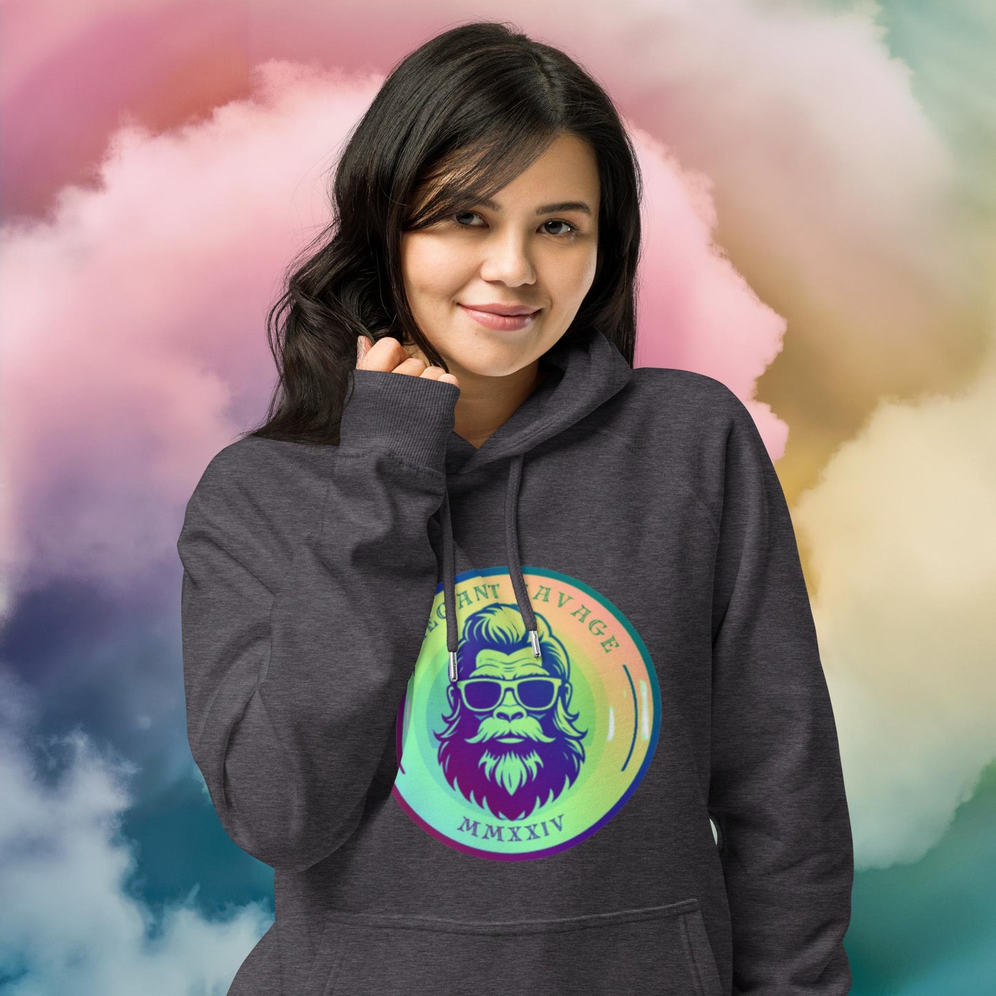ES Rainbow Sorbet OG Coin Logo Unisex Eco Raglan Hoodie