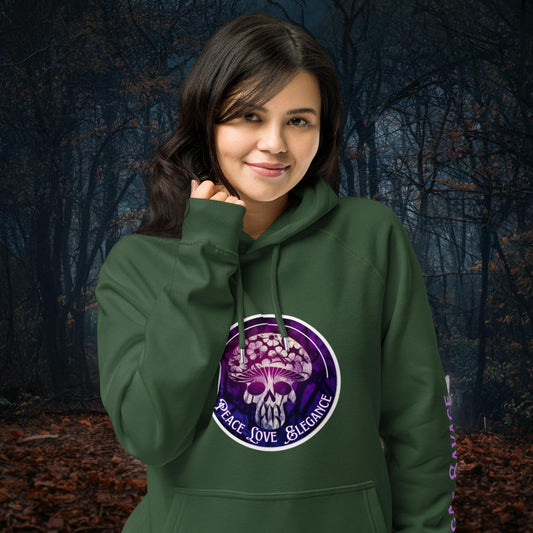 100% Organic Cotton Peace Love Elegance Eco Raglan Hoodie