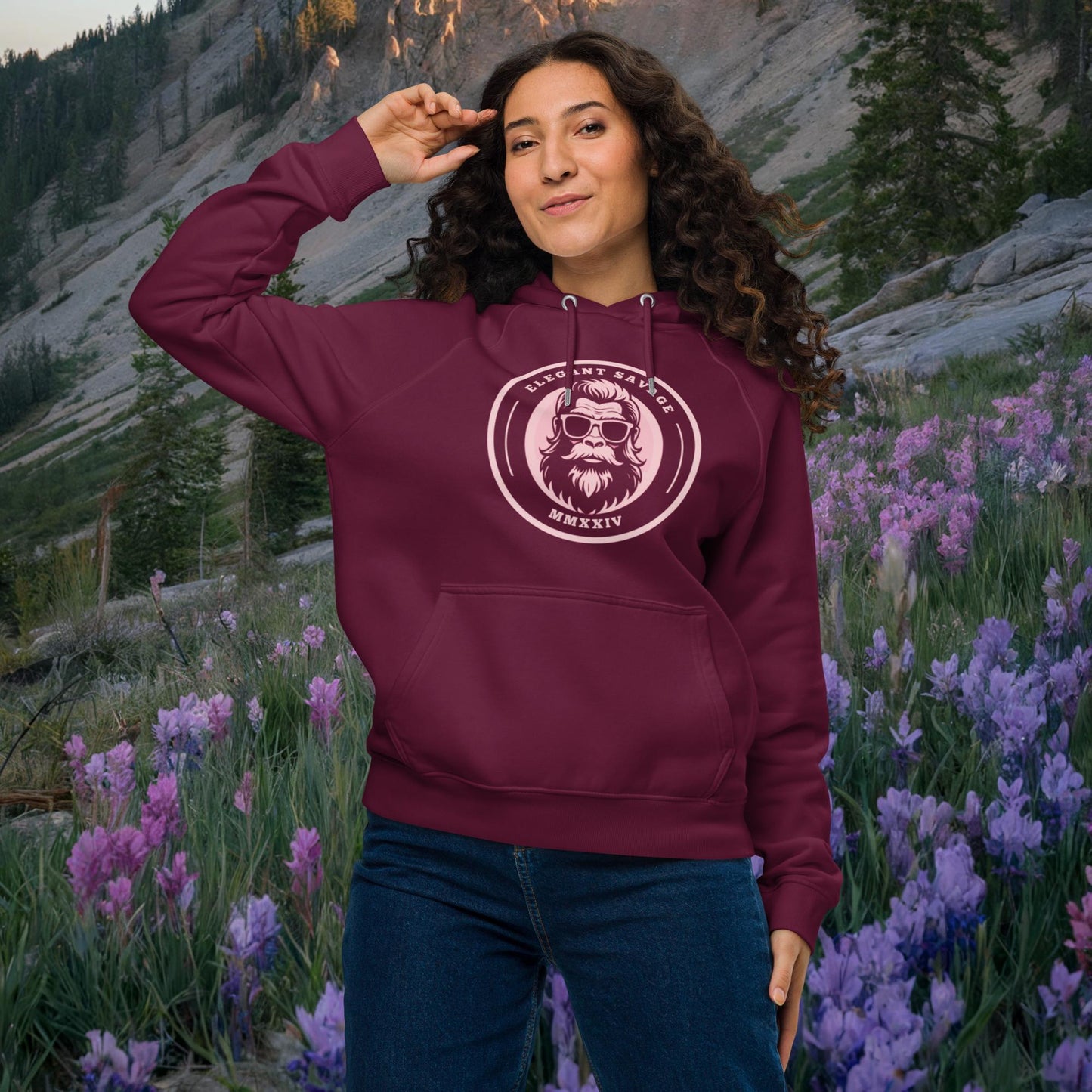 Organic Cotton Strawberry Dream OG Coin Logo Eco Raglan Hoodie