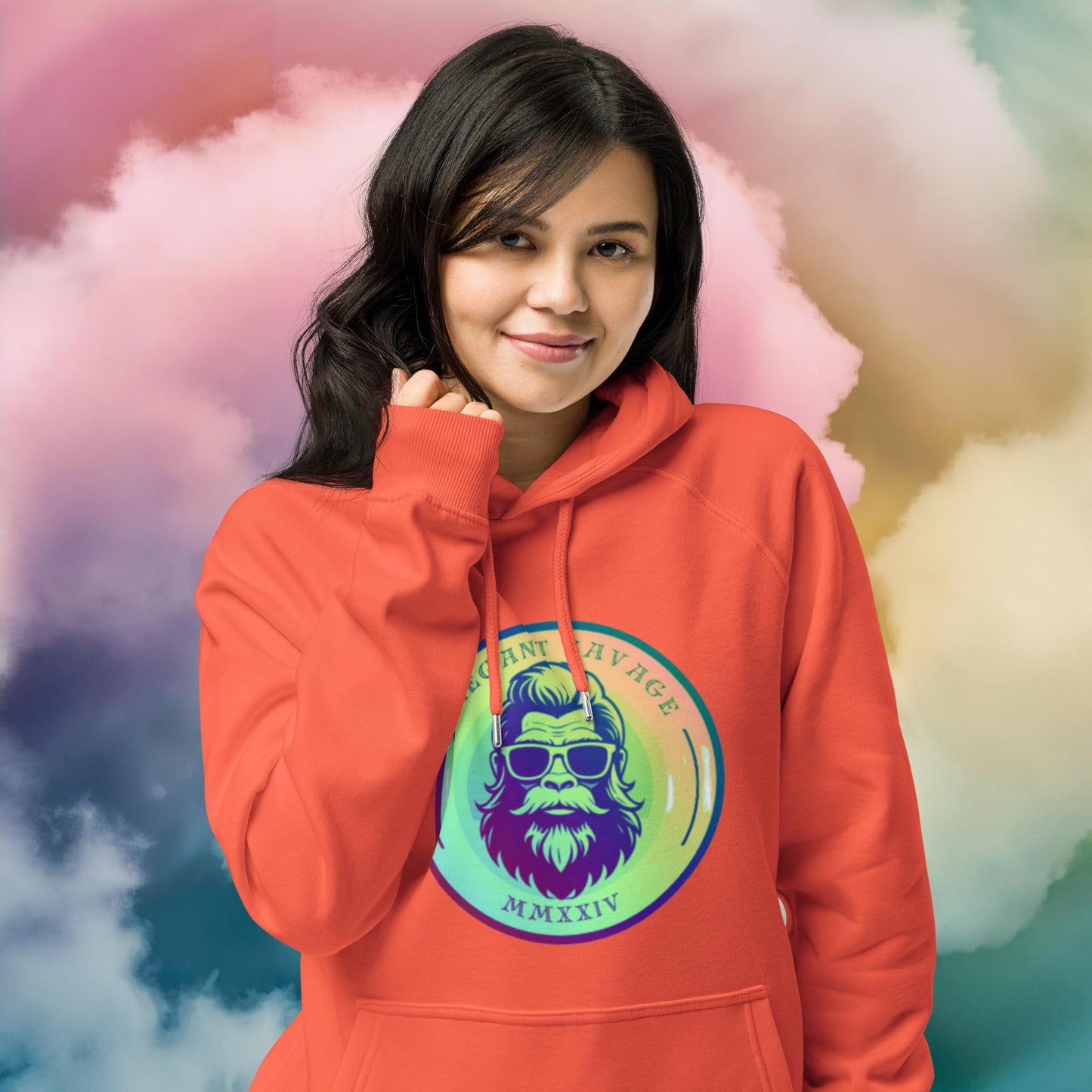 ES Rainbow Sorbet OG Coin Logo Unisex Eco Raglan Hoodie