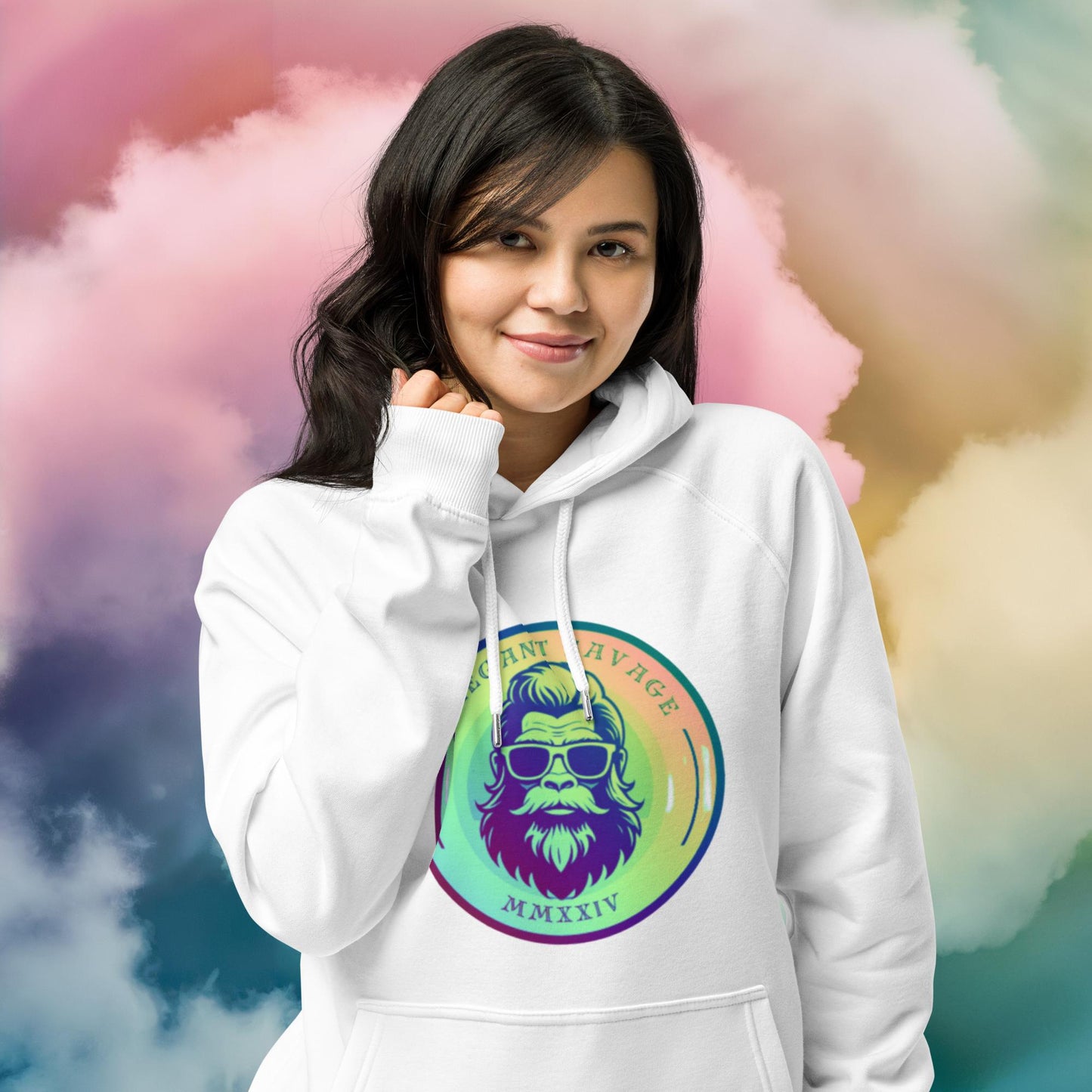 ES Rainbow Sorbet OG Coin Logo Unisex Eco Raglan Hoodie